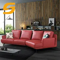 SUNLINK Zeitgenössische moderne Möbel Wohnzimmer Rotes Leder Schnitte cke 3-Sitzer Sofa Couch