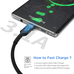 สายชาร์จ USB C แบบถัก สาย USB C to USB C 60W/3A รองรับ CarPlay ใช้ได้กับ iPhone 15 Samsung Galaxy S23 Ultra - Product Image 5