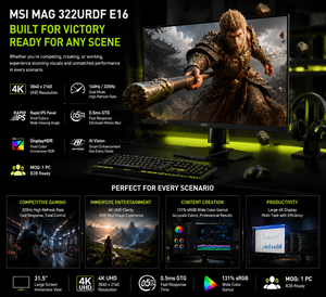 จอเกมมิ่ง MSI MAG 322URDF E16 ขนาด 31.5 นิ้ว 4K UHD 160Hz FHD 320Hz โหมดคู่ Rapid IPS 0.5ms HDR 131%sRGB สำหรับอีสปอร์ต รุ่นใหม่ สำหรับพีซี - Product Image 2