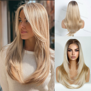 Rebecca Hair Open Cap 13x3 Lace Frontal Synthetische Perücken Hitzebeständige Faser Nicht Entflammbare Ombre Blonde Vorgezupfte Lace Synthetik-Perücke - Product Image 4