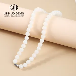 JD 9-10mm White Jade Natural Fashion Fine Jewelry Charm Luxury Hetian Jade Beaded Necklaces for Women Jewelry