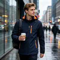 Blouson bomber softshell homme à capuche, poches zippées, logo personnalisable