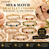 Bracelet à maillons floraux plaqué or véritable 18 carats LUOYUNE, exquis, style INS, avec zircons cubiques multicolores éclatants, pour cadeau personnalisé, vente en gros