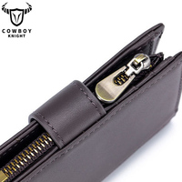 Portefeuille pour homme en cuir avec fermeture éclair, personnalisable avec logo, prix d'usine, vente en gros, style vintage, anti-RFID, en cuir de vachette, porte-cartes