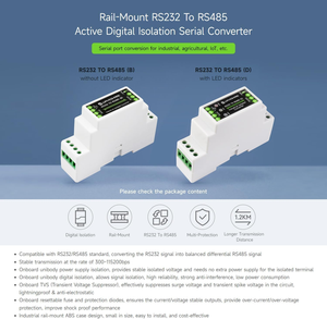 Aismartlink WAVESHARE Waveshare <span class=keywords><strong>RS232</strong></span> в <span class=keywords><strong>RS485</strong></span> преобразователь, Активный цифровой изолятор, опора для рельсового монтажа - Product Image 3