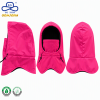 Cagoule rose vif personnalisée en usine, résistante à l'eau, avec cordon de serrage, masque facial pour le ski, avec étiquette privée OEM ODM, vente en gros hiver