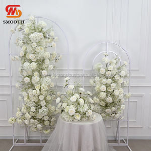 Chemin de table en fleurs artificielles LEDA, rose blanche et souffle de bébé, décoration de mariage, arrangement floral pour le sol, pour les événements - Product Image 4