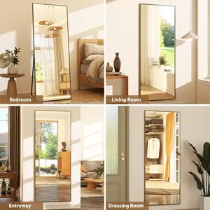Espejo de cuerpo completo Colgante independiente o espejo de piso rectangular inclinado Aleación de aluminio para dormitorio - Product Image 6