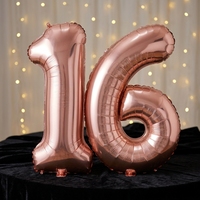 Ballon Chiffre 16/61 Or Rose pour Décoration de Fête d'Anniversaire d'Adolescents, 101cm, à l'Hélium, Prise en Charge OEM ODM