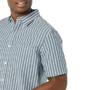 Chemise en coton à manches courtes à rayures grises pour homme, coupe ajustée, design tendance, vêtements de printemps, fabrication directe d'usine au Bangladesh, haute qualité - Product Image 5