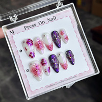 Faux ongles de luxe 3D en forme de bec de canard, 10 pièces, faits à la main en acrylique, vente en gros, style français, à presser