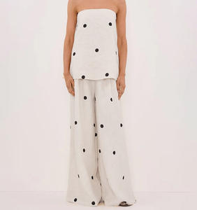 Set di pantaloni asimmetrici senza spalline senza maniche in cotone con volant in cotone Enyami set da donna 2 pezzi - Product Image 2