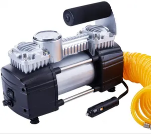 12V Bandenpomp Zware Dubbele Cilinders Direct Drive Metalen Pomp 150PSI Compressor Met Batterij Klem En 5M extension Air