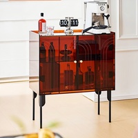 Armoire autoportante à portes coulissantes en acrylique pour couloir et entrée Buffet de rangement pour le salon-Présentoirs