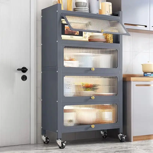 Moderni Armadietti Multifunzione a 3-5 Ripiani per Dispensa Sostenibile, Portapiatti con Supporti Magnetici in Acciaio al Carbonio - Product Image 3