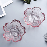 Plat moderne en verre à fleurs de cerisier Bol à tremper rose Mini assiette de fruits à glace