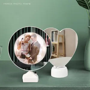 Bingkai Foto Cermin Ajaib LED Hati/Persegi Panjang Kustom Sublimasi Kosong untuk Hadiah/Dekorasi
