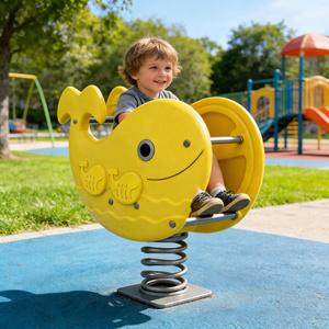 Cheval à bascule en forme de baleine, sécurisé, en plastique et acier, pour écoles, maternelles, communes, centres commerciaux, aires de jeux extérieures pour enfants - Product Image 4