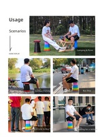 Tabouret pliable portable réglable en hauteur, léger, en plastique, pour la randonnée, le camping, la pêche, l'attente en extérieur