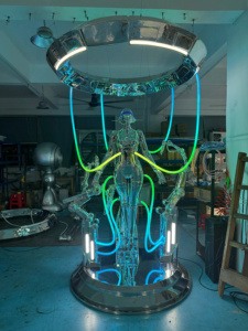 Escultura Club Bar KTV Decoración Artesanía de fibra de vidrio Tecnología futura Obra DE ARTE Estatua Lámpara de pie Escultura - Product Image 3