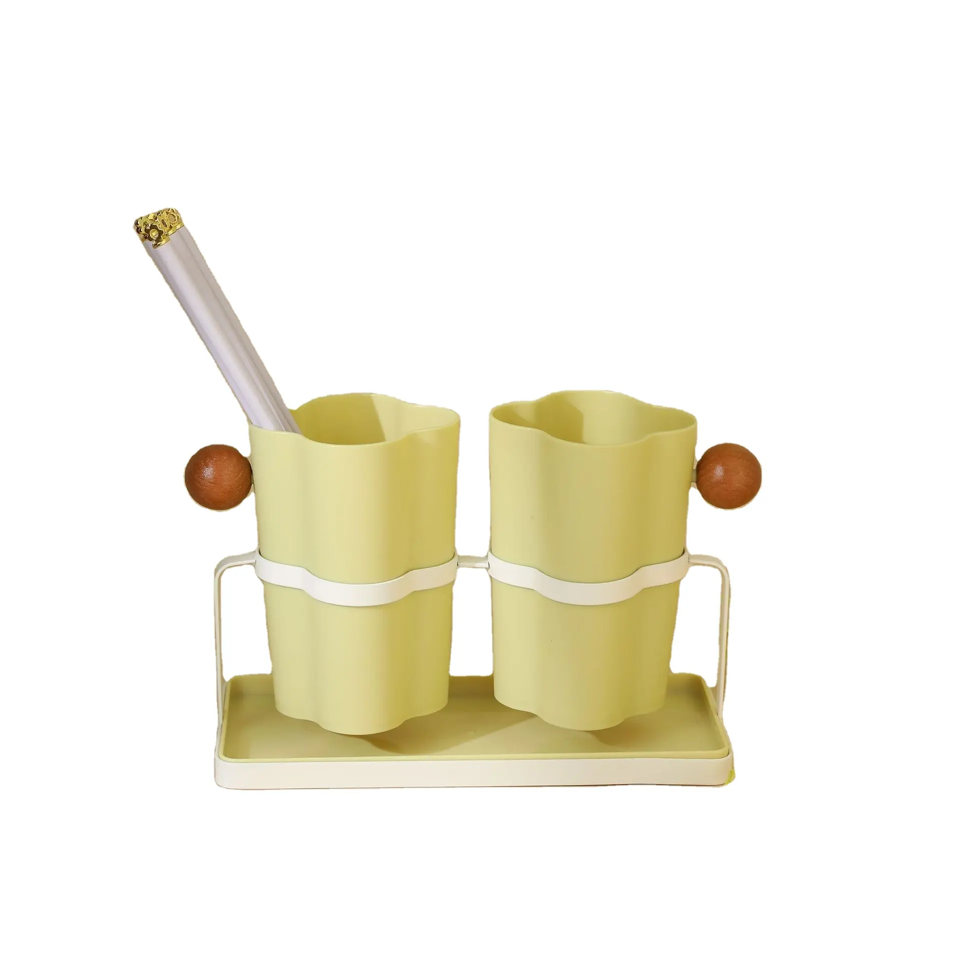 カスタムキッチン箸ナイフフォークスプーン器具プラスチック収納ホルダー箸バレルラック排水バスケット付き