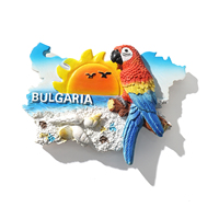 Großhandel Teneriffa Lanza rote Bulgarien Margarita ville Papagei Harz Souvenir Kühlschrank Magnet Custom für Reise geschenk Dekorativ