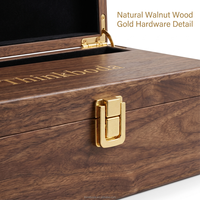 Caja de Madera de Nogal de Lujo para Vino, Estuche para una Sola Botella, Logotipo Personalizado, Herrajes Dorados, Tapa Abatible, Caja de Regalo de Madera Premium
