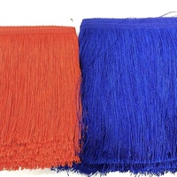 Frange en polyester soyeux brillant à lignes fines, 20 cm, frange en polyester à pampilles, dentelle pour robe de danse latine, 10 m/paquet