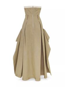 OUDINA Nuovo Abito Estivo Francese Cargo Senza Spalline Tinta Unita Casual Elegante Lungo per Donna - Product Image 5