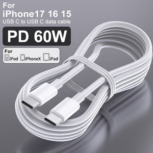 สายชาร์จเร็วแบบขายส่ง PD 60W 3A หัว Type-C to Type-C  หุ้มด้วยวัสดุ TPE สำหรับ <span class=keywords><strong>iPhone</strong></span> 15/<span class=keywords><strong>16</strong></span>/17 iPad และกล้อง - Product Image 2