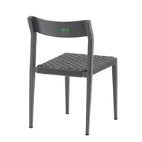 (E3044) Chaise de table à manger en métal pour l'extérieur, résistante à l'eau, avec corde noire et aluminium