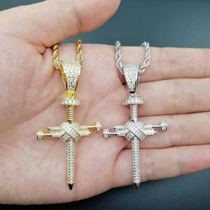 <span class=keywords><strong>Collana</strong></span> Hip Hop CN133 <span class=keywords><strong>con</strong></span> Ciondolo a Croce in Ottone e Zirconi, Placcata <span class=keywords><strong>Oro</strong></span> o Argento, per Uomo e Donna - Product Image 4