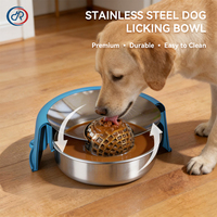 Bol à liquide en acier inoxydable pour chiens, anti-déversement, bol à alimentation lente avec boule roulante en acier inoxydable pour yaourt, bouillon, purée