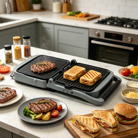 Presse à panini multifonctionnelle 7-en-1 pour usage domestique, grill électrique d'intérieur avec écran tactile couleur, température réglable, minuterie