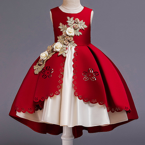 Boutique flor roja tutú vestidos para niñas pequeñas niños vestido de baile de lujo boda fiesta cumpleaños niña vestido princesa - Product Image 6