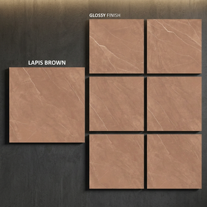 Azulejos de Porcelana Esmaltada de Alto Brillo Lapis Brown 800x800mm, Efecto Mármol Marrón para Pisos - Product Image 1