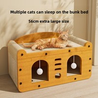 Griffoir et maisonnette pour chat intégrés, en carton anti-déchirures toutes saisons, avec nid pour chat