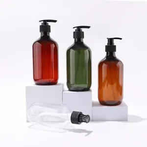 High Capacity PET amber 200ml 300ml 500ml Plastic Lotion Shampoo Shower Pump Bottles for Conditioner Bottles Hair and Shampoo