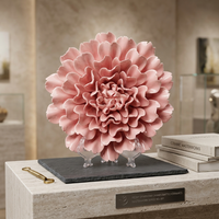 Décoration murale en céramique 3D faite à la main, sculpture en porcelaine émaillée avec lignes dorées, ornement de table pour salon, hôtel, intérieur