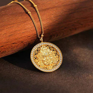 Collar de Plata Pura S925 con Baño de Oro y Diamantes Incrustados, Estilo Nacional, para Hombre y Mujer, Cadena de Suerte para Suéter - Product Image 3