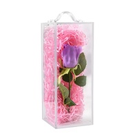 Boîte Cadeau en Acrylique Portable à la Mode, Design Transparent à Quatre Côtés, Style Floral, Boîte Cadeau pour Fleurs