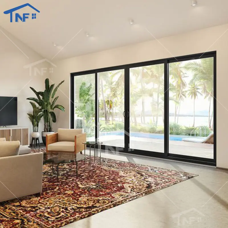 NFRC Standard Cheap Patio Sliding Door Frosted Glass Thin Frame Slide And Fold Door Automatic Sliding Door Mechanism