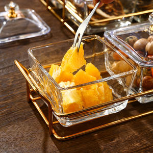 Nouveau Design Moderne Ensemble de Plats à Tapas <span class=keywords><strong>en</strong></span> <span class=keywords><strong>Verre</strong></span> Léger de Luxe Bol à Bonbons et Noix avec Plateau pour la Maison - Product Image 3