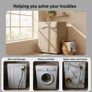 Housse de protection pour <span class=keywords><strong>lave</strong></span>-<span class=keywords><strong>linge</strong></span> et sèche-<span class=keywords><strong>linge</strong></span> à chargement frontal en tissu Oxford, avec fermeture éclair - Product Image 5