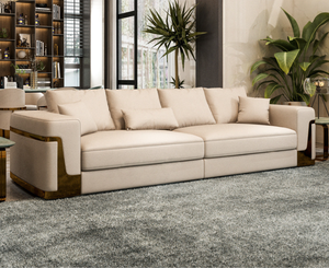 Divano a 3 Posti in Acciaio Inossidabile <span class=keywords><strong>Beige</strong></span> per Soggiorno, Arredamento per Casa, Hotel e Villa - Product Image 1