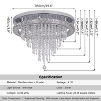 Plafonniers modernes à LED dimmables 41W en acier inoxydable avec télécommande, style nordique simple, pour salon et usage domestique