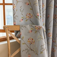 Rideau occultant gris à motif floral, en polyester, pour chambre, salon et salle à manger