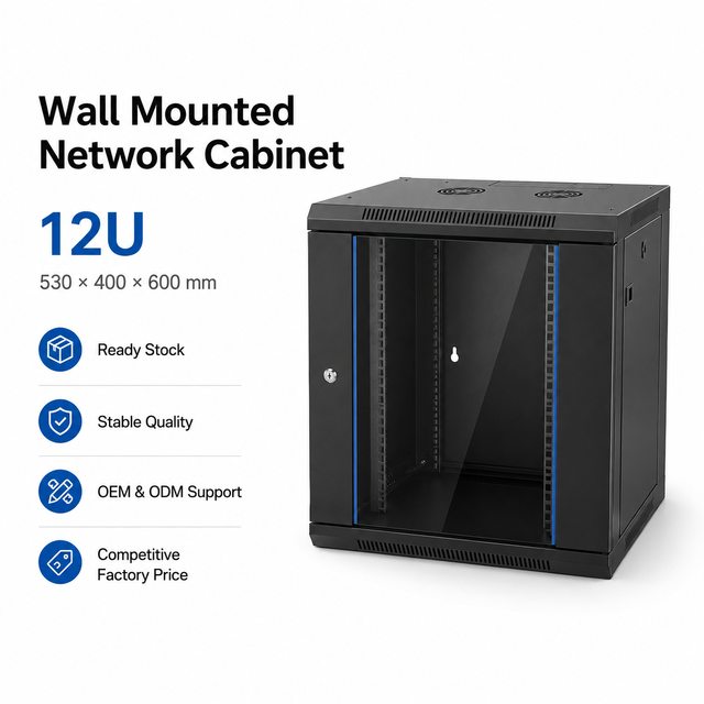 Ready Stock 12U 530x400x600mm Network Rack Cabinet with Durable Frame and Cable Management for Network Cabling System