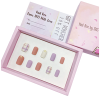 Boîtes d'emballage pour faux ongles, petites, violettes, personnalisées avec logo, vides, pour faux ongles à presser