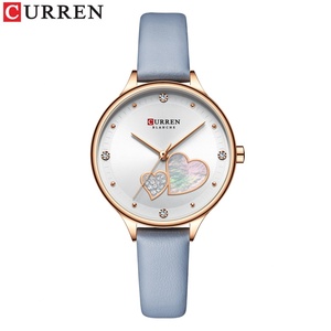 Reloj de Cuarzo para Mujer Curren 9077, Correa de Cuero Genuino, Diseño Bonito, Resistente al Agua 3Bar, Estampado de Corazón con Incrustaciones de Diamantes - Product Image 4